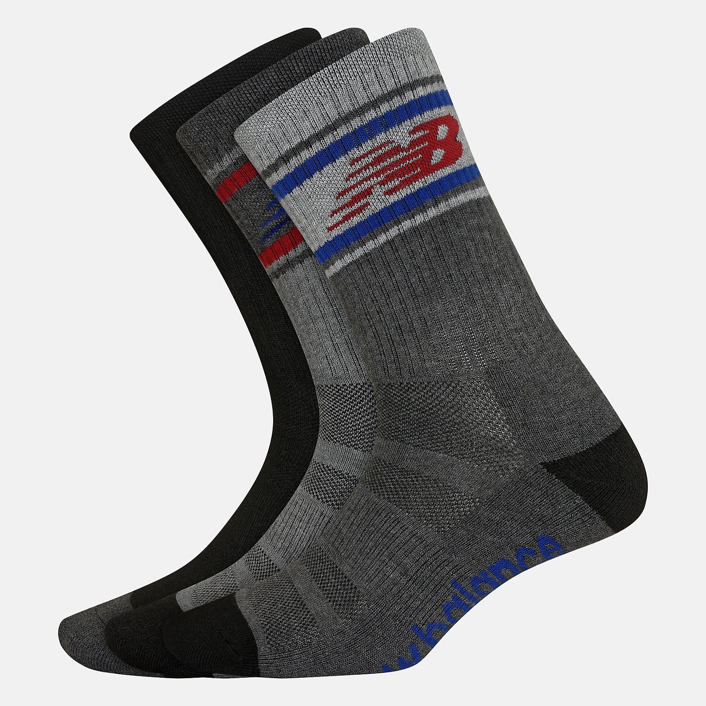 Grey Multi Performance Cushion Crew Socks 3 Pack | New Balance Accessories