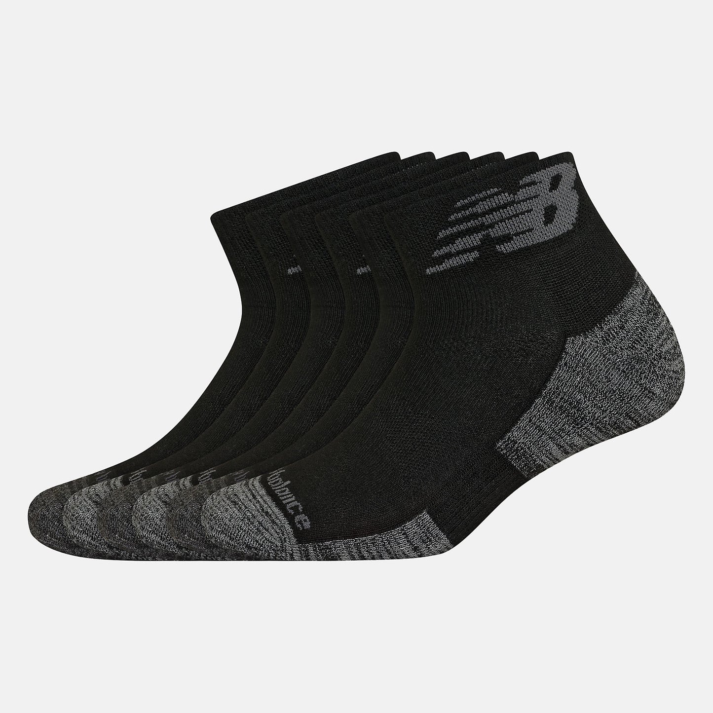 Black Performance Cushion Quarter Socks 6 Pack | New Balance Accessories