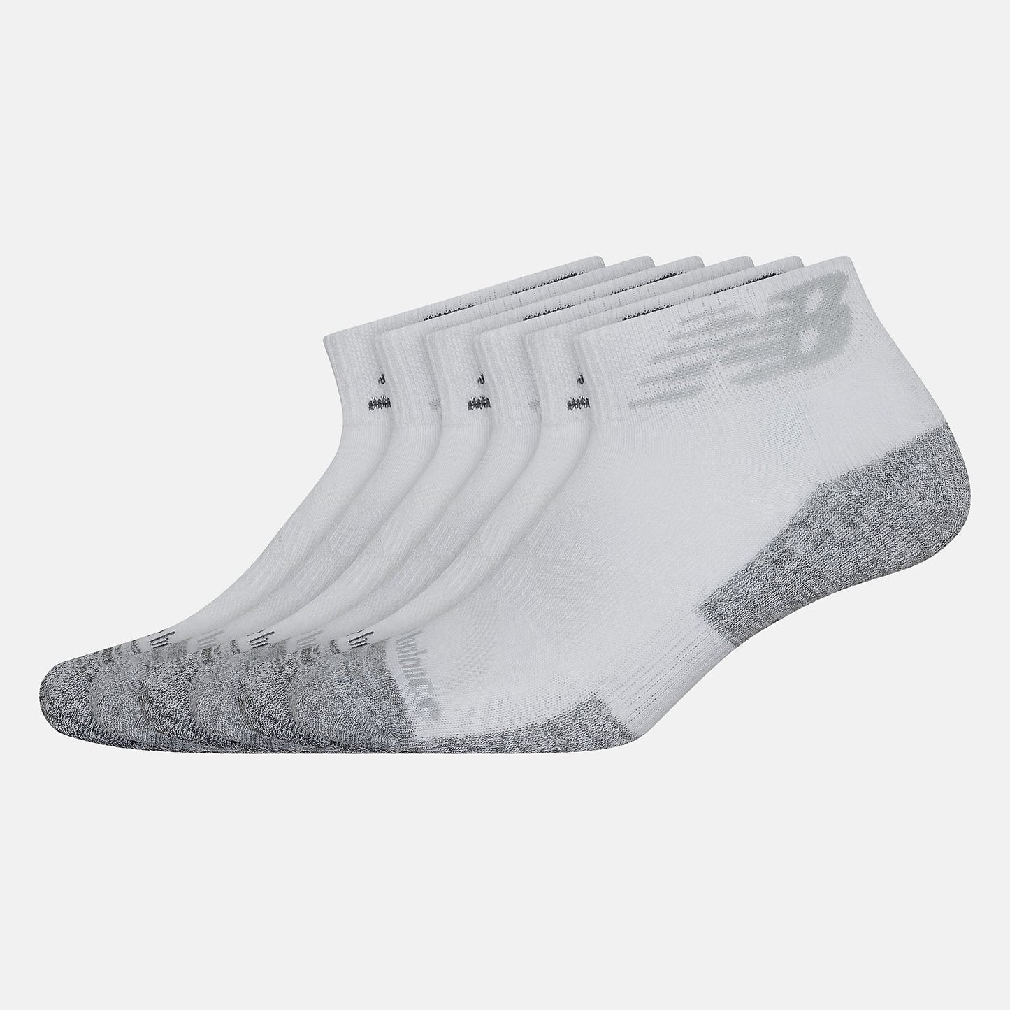 White Performance Cushion Quarter Socks 6 Pack | New Balance Accessories
