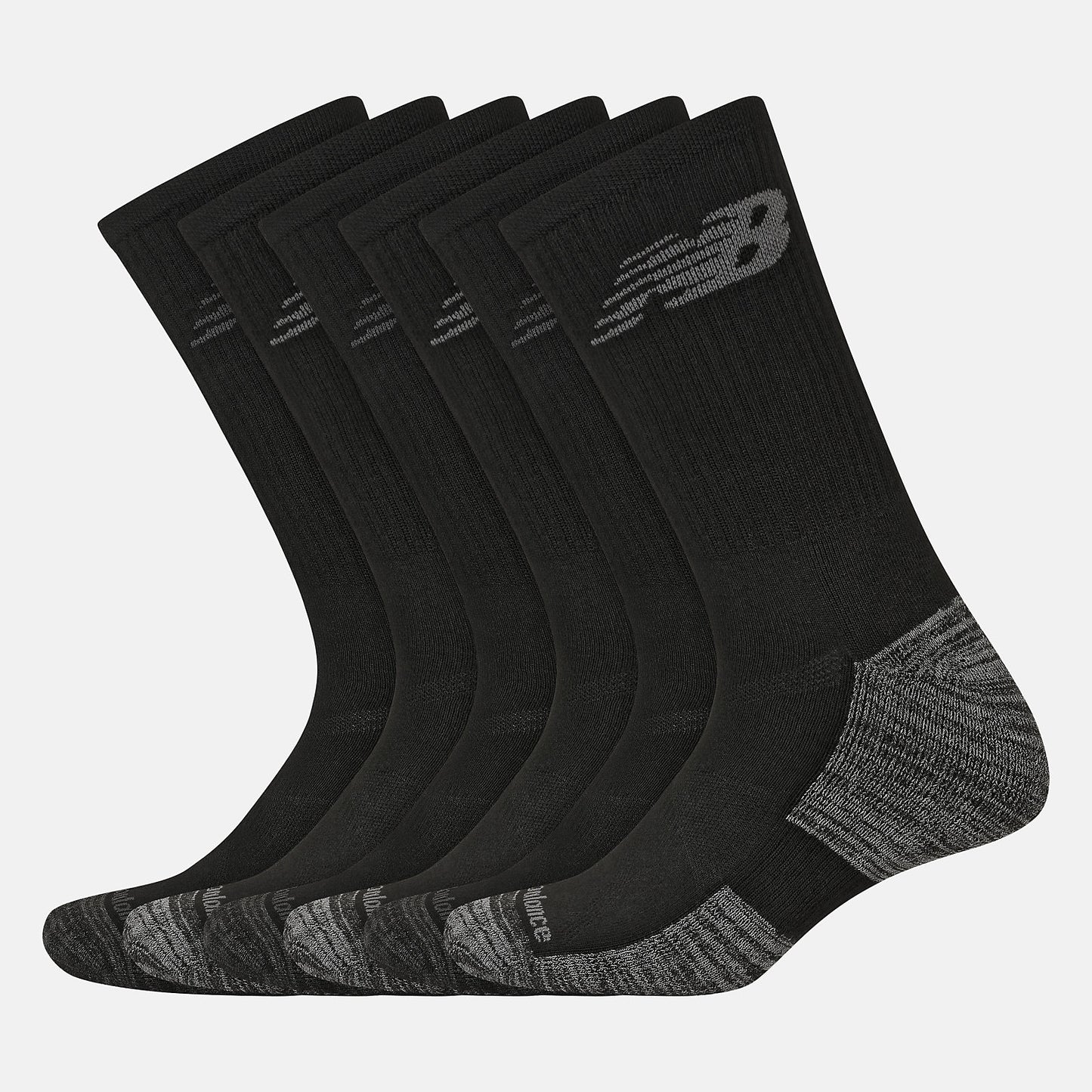 Black Performance Cushion Crew Socks 6 Pack | New Balance Accessories