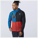 Black/Wave Blue Printed Impact Run Light Pack Jacket | New Balance Clothing