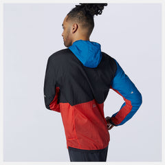 Black/Wave Blue Printed Impact Run Light Pack Jacket | New Balance Clothing