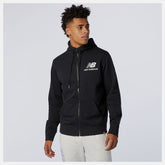 Black NB Essentials Stacked Full Zip Hoodie | New Balance Clothing