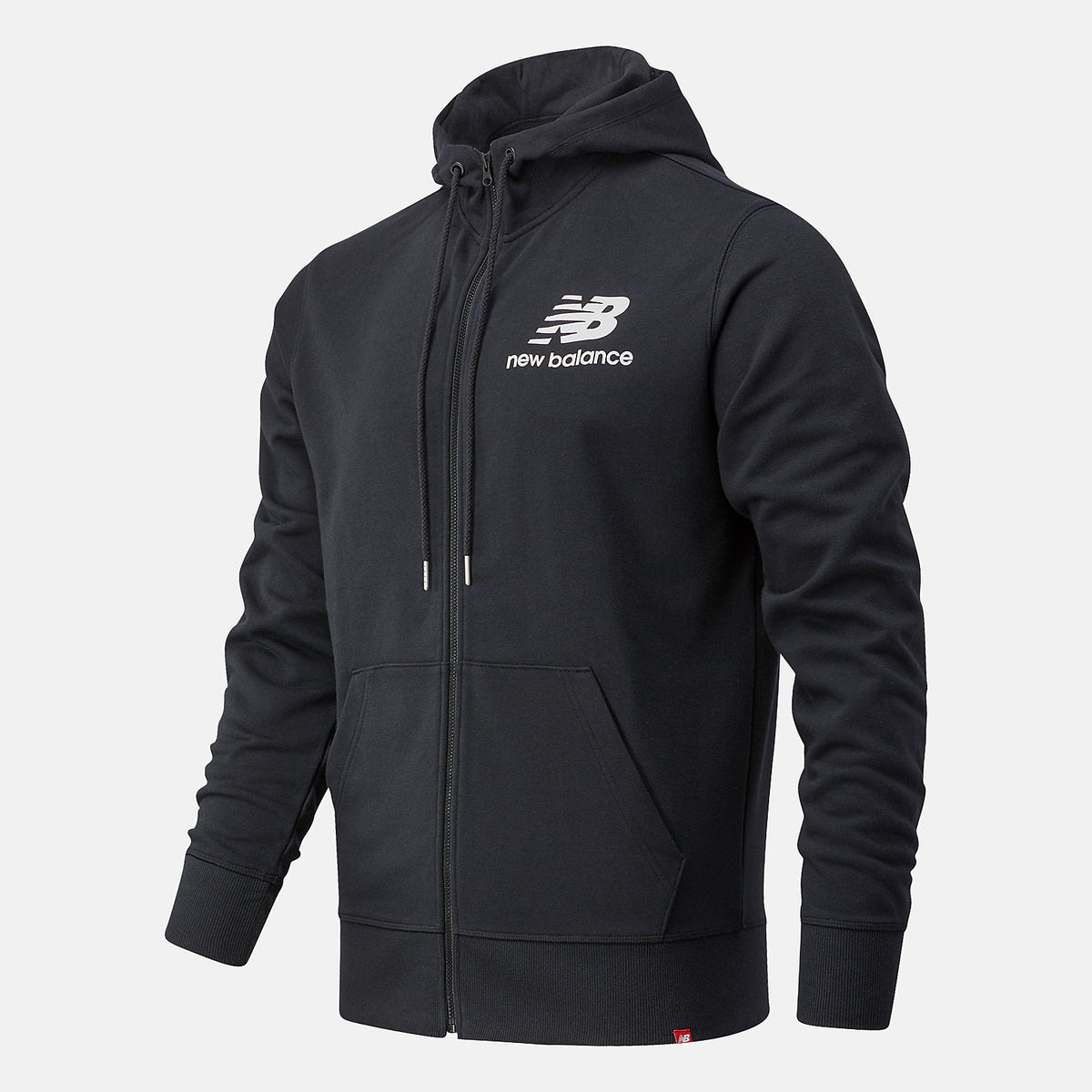 Black NB Essentials Stacked Full Zip Hoodie | New Balance Clothing