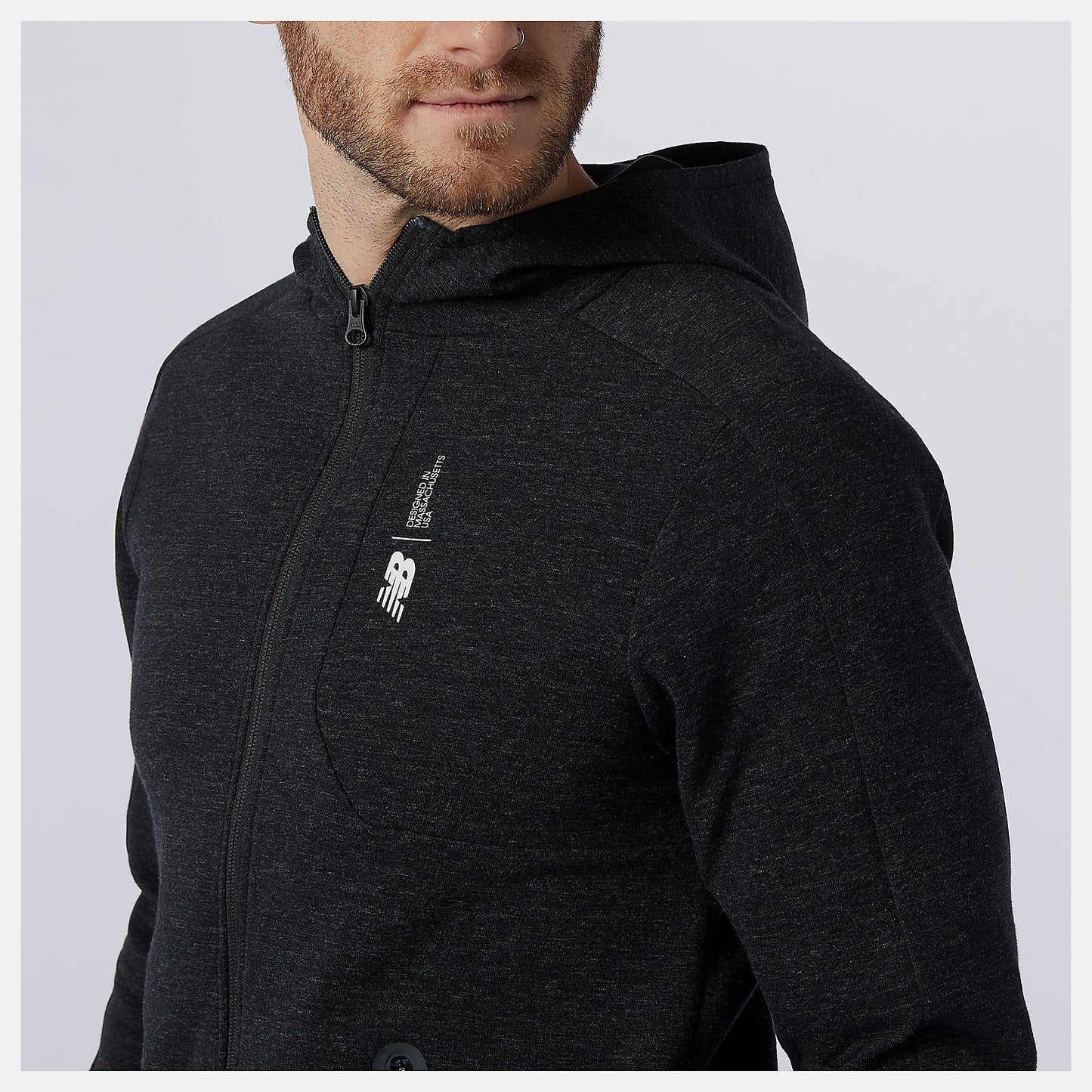 Black Heather Fortitech Fleece Full Zip | New Balance Clothing