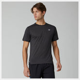 Black Heather Impact Run Short Sleeve | New Balance Clothing