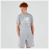 Athletic Grey Essentials Stacked Logo Tee | New Balance Clothing