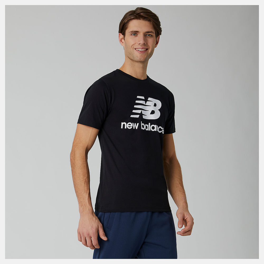 Black Essentials Stacked Logo Tee | New Balance Clothing