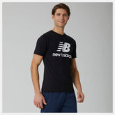 Black Essentials Stacked Logo Tee | New Balance Clothing
