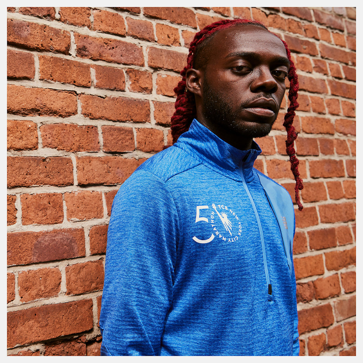 Faded Cobalt NYC Marathon Impact Run Grid Back Half Zip | New Balance Clothing