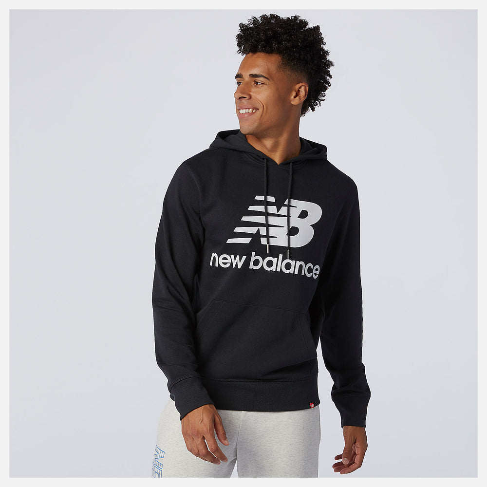 Black NB Essentials Stacked Logo Po Hoodie | New Balance Clothing