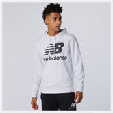 White NB Essentials Stacked Logo Po Hoodie | New Balance Clothing