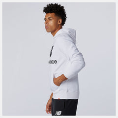 White NB Essentials Stacked Logo Po Hoodie | New Balance Clothing