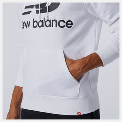 White NB Essentials Stacked Logo Po Hoodie | New Balance Clothing