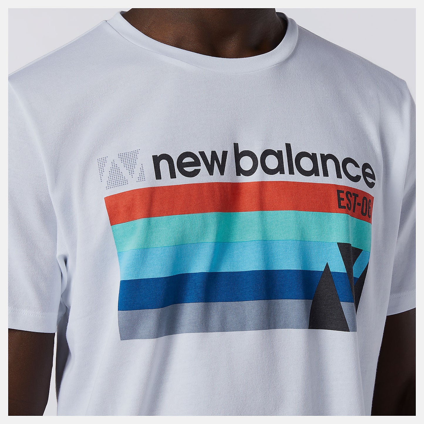 White Multi Graphic Heathertech Tee | New Balance Clothing