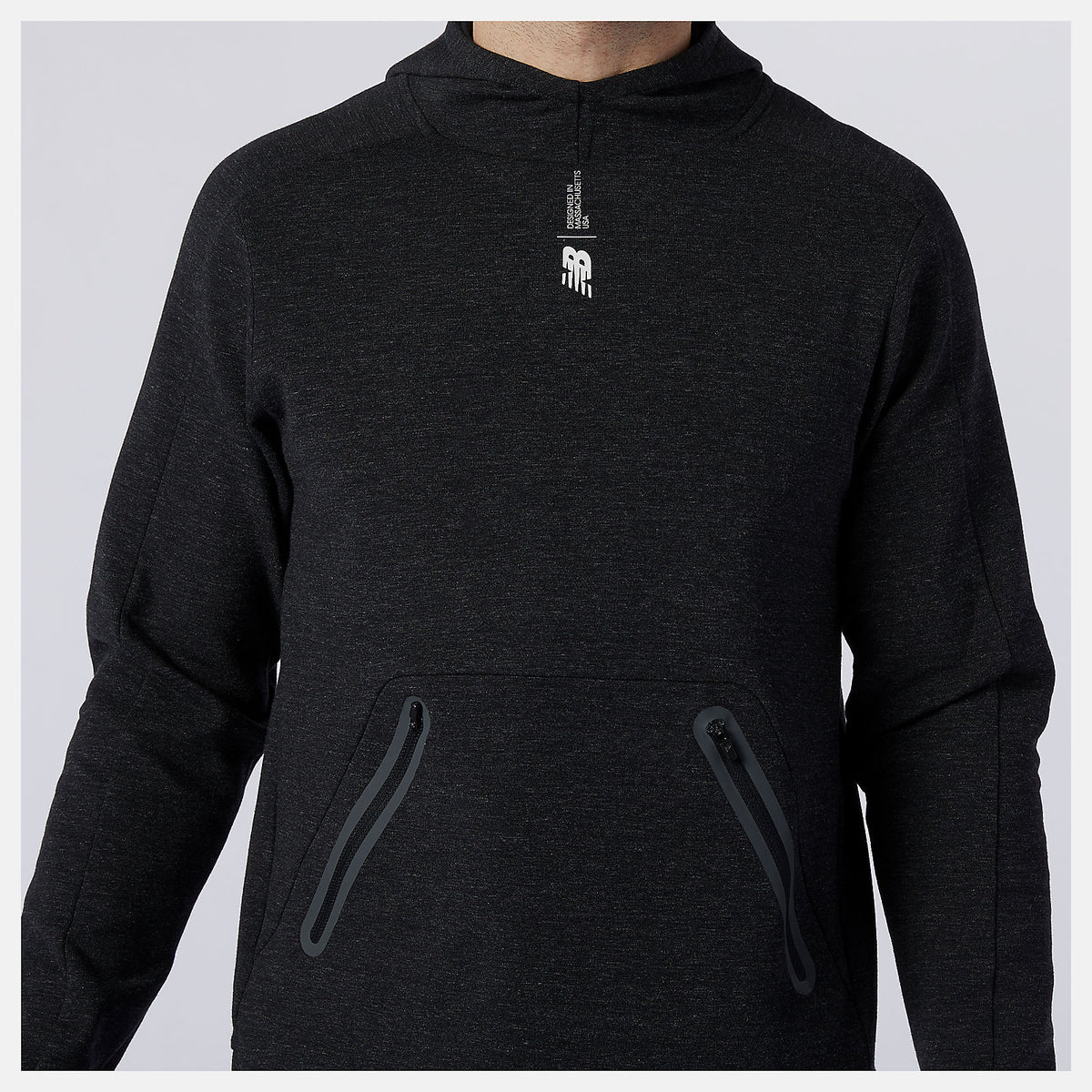 Black Heather Fortitech Fleece Pullover | New Balance Clothing