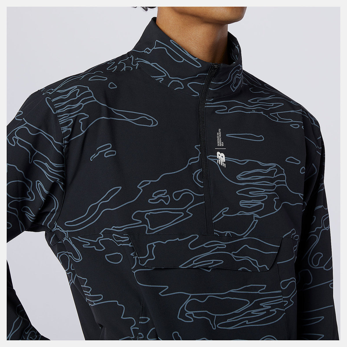 Black Print Fortitech Printed Woven Pullover | New Balance Clothing