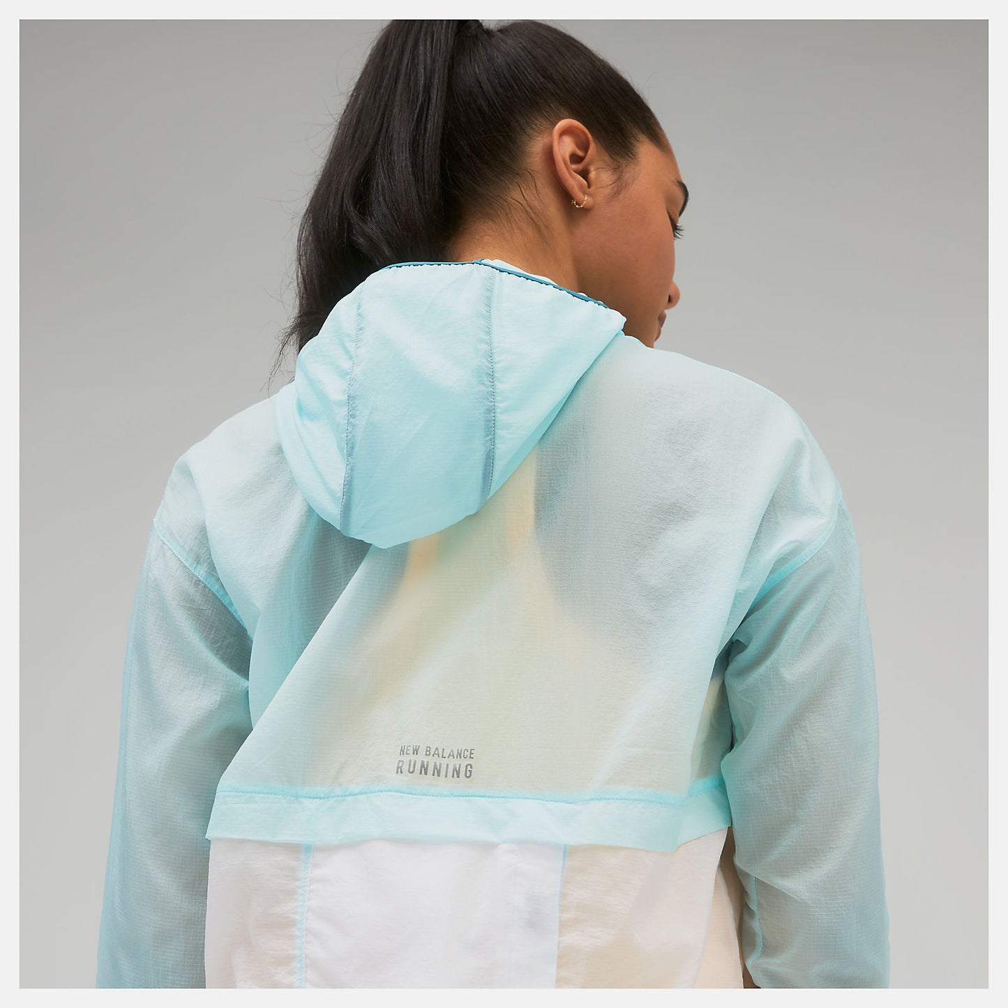 Pale Blue Printed Impact Run Light Pack Jacket | New Balance Clothing