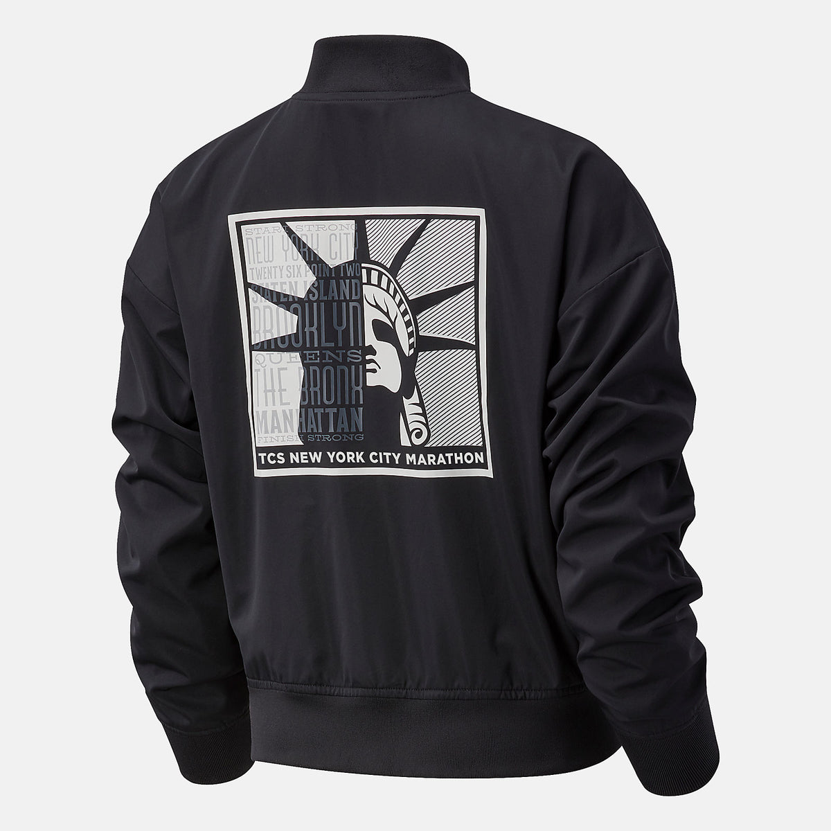 Black NYC Marathon Essentials Core Bomber Jacket | New Balance Clothing