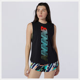 Black Relentless Cinched Back Graphic Tank | New Balance Clothing