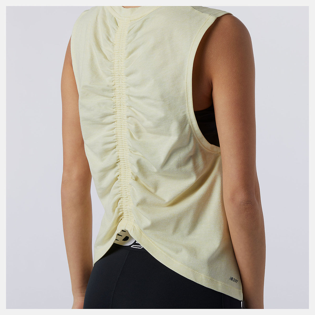 Lemon Haze Heather Relentless Cinched Back Graphic Tank | New Balance Clothing