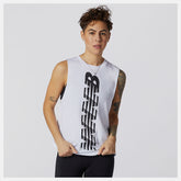 White Relentless Cinched Back Graphic Tank | New Balance Clothing