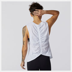 White Relentless Cinched Back Graphic Tank | New Balance Clothing