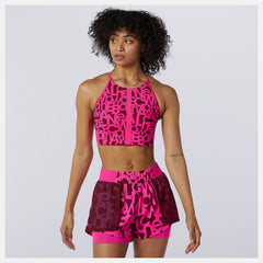 Pink Glo Relentless Printed Crop Top | New Balance Clothing
