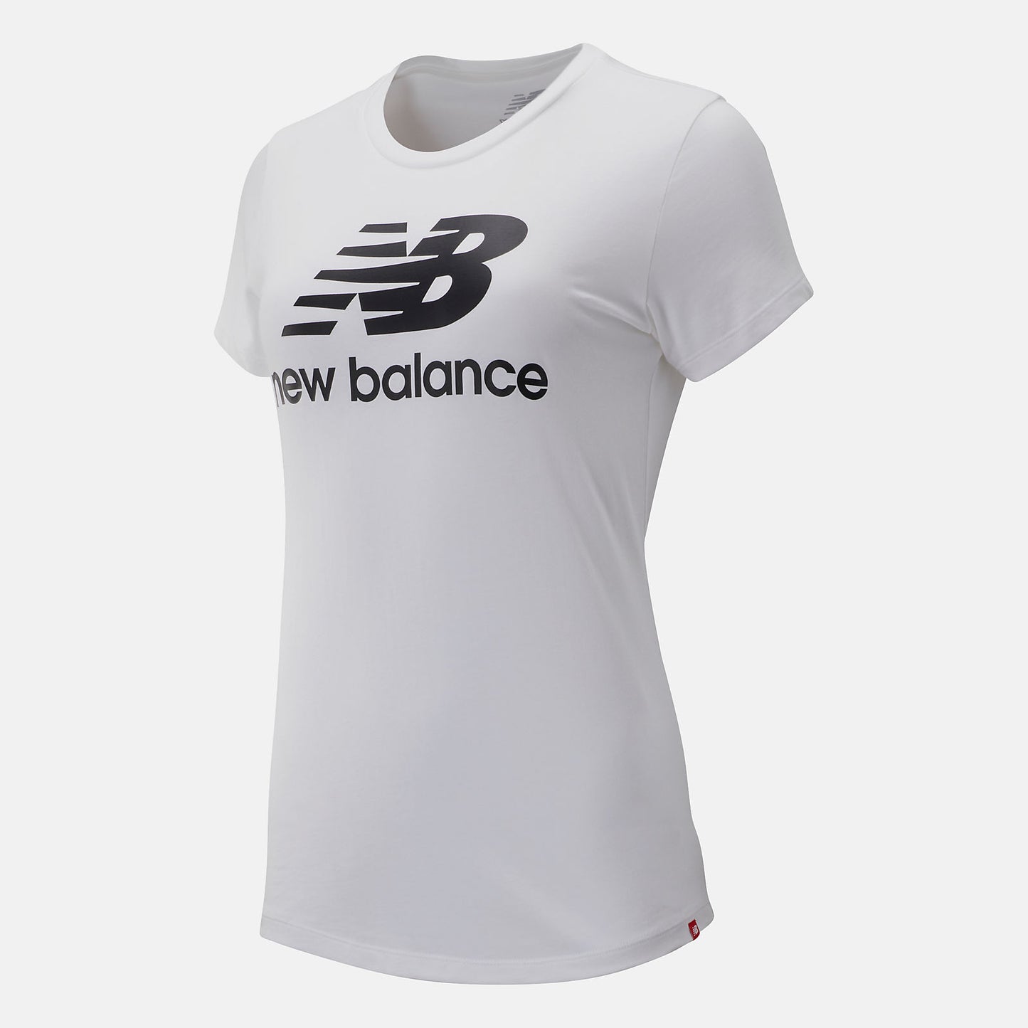 White/Black Essentials Stacked Logo Tee | New Balance Clothing