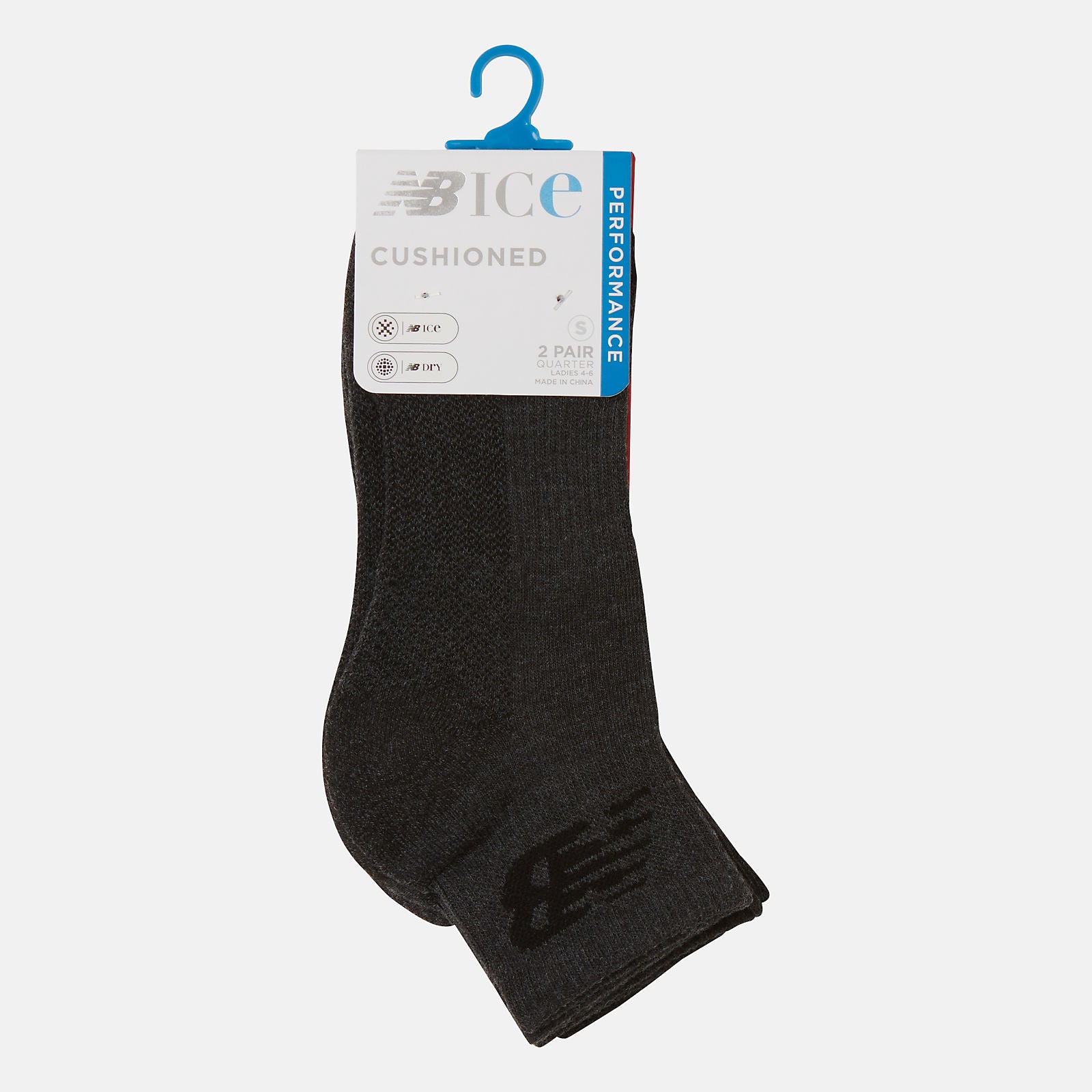 Grey Cooling Cushion Performance Quarter Socks 2 Pair | New Balance Accessories