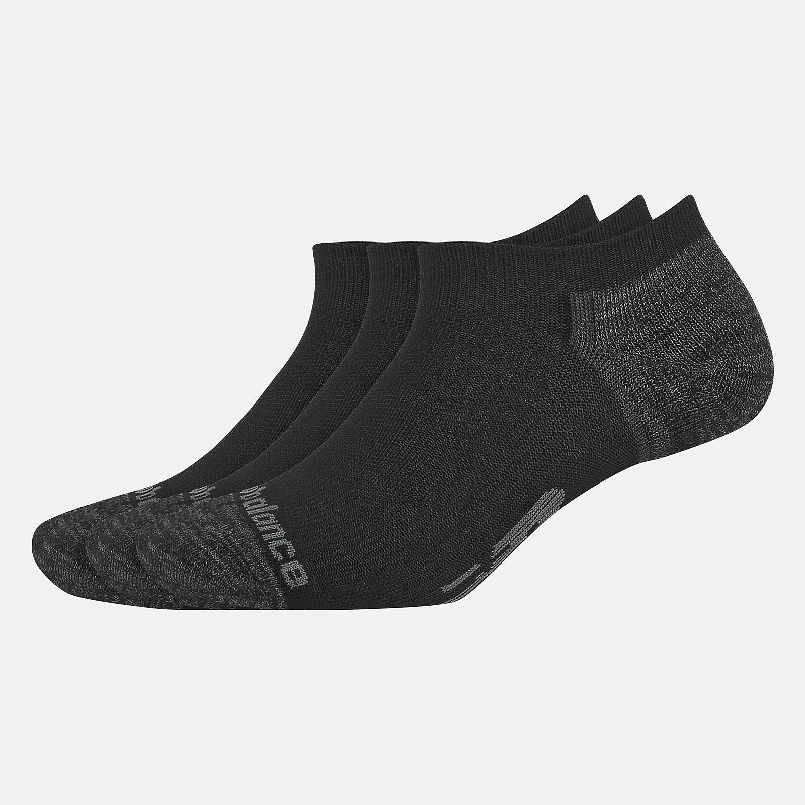 Black Strategic Cushion No Show Socks 3 Pack | New Balance Accessories