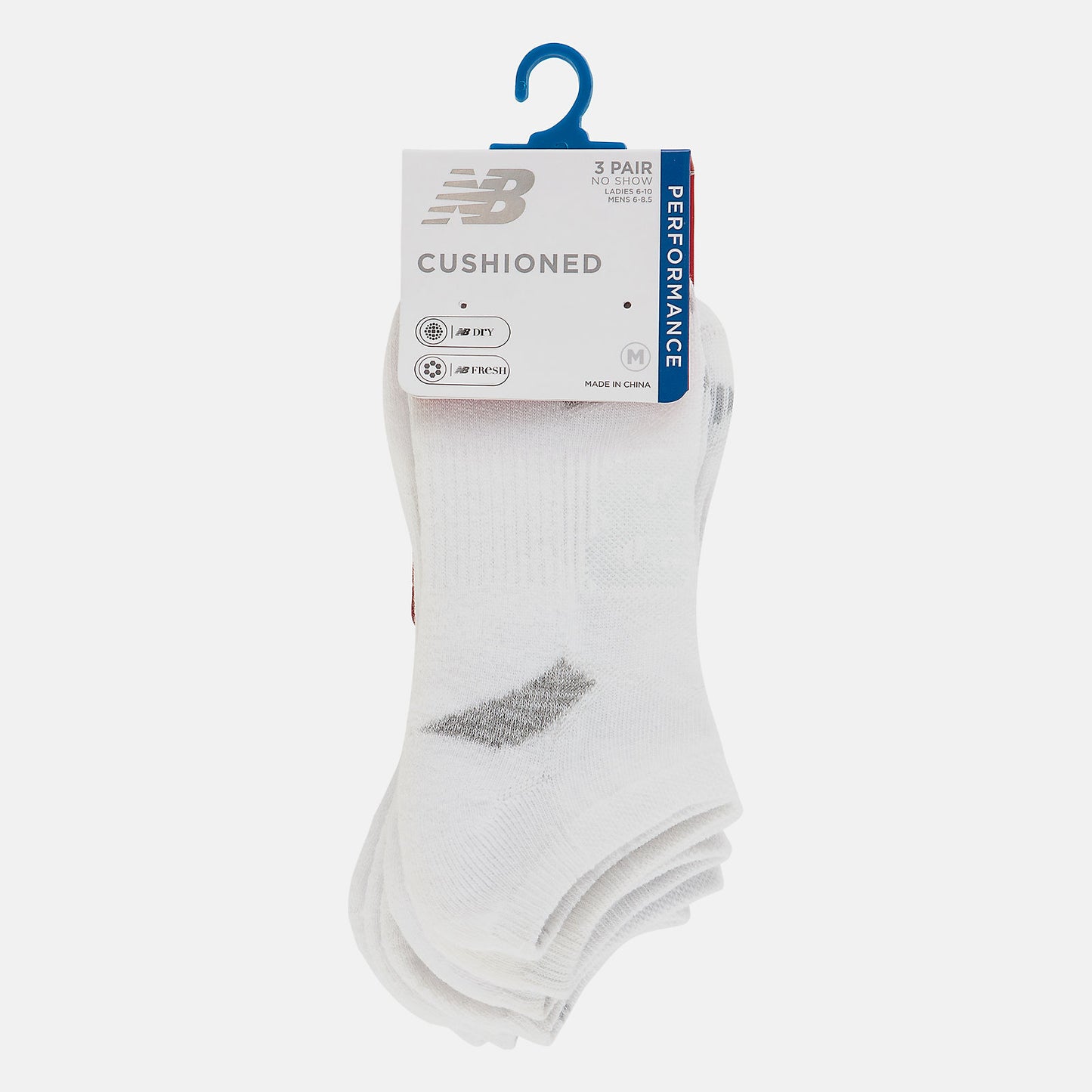 White Performance Cushion No Show Socks 3 Pack | New Balance Accessories