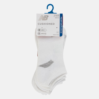 White Performance Cushion No Show Socks 3 Pack | New Balance Accessories