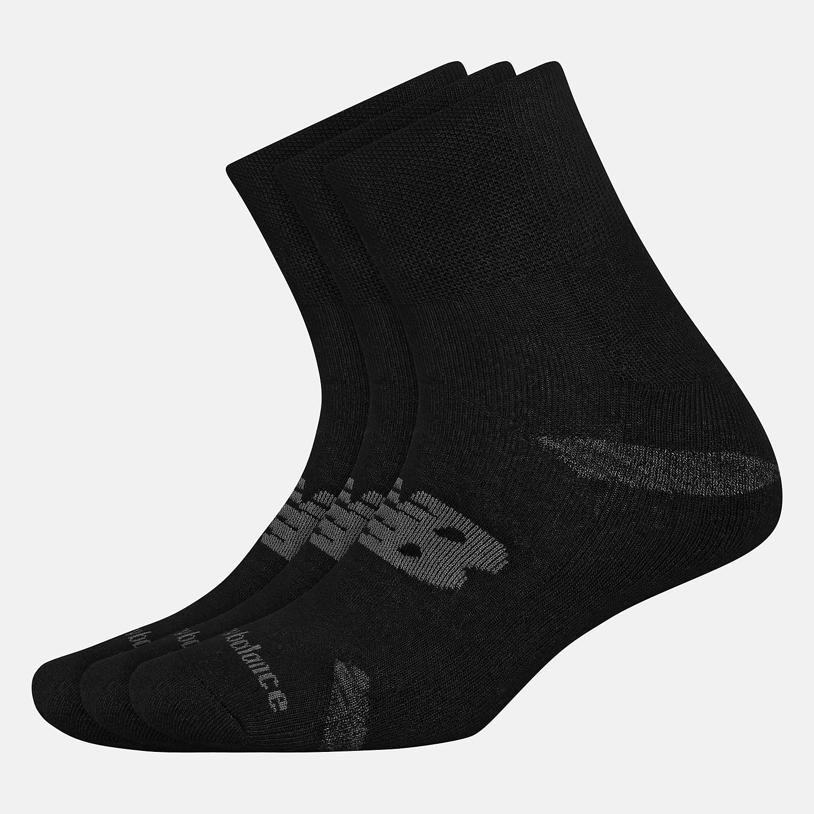 Black Performance Cushion Quarter Socks 3 Pack | New Balance Accessories