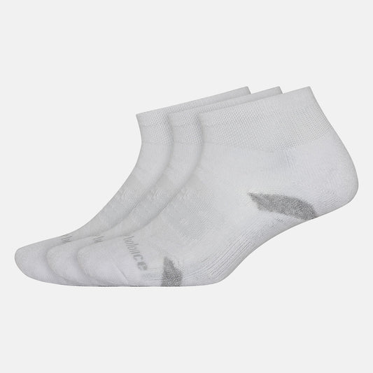 White Performance Cushion Quarter Socks 3 Pack | New Balance Accessories