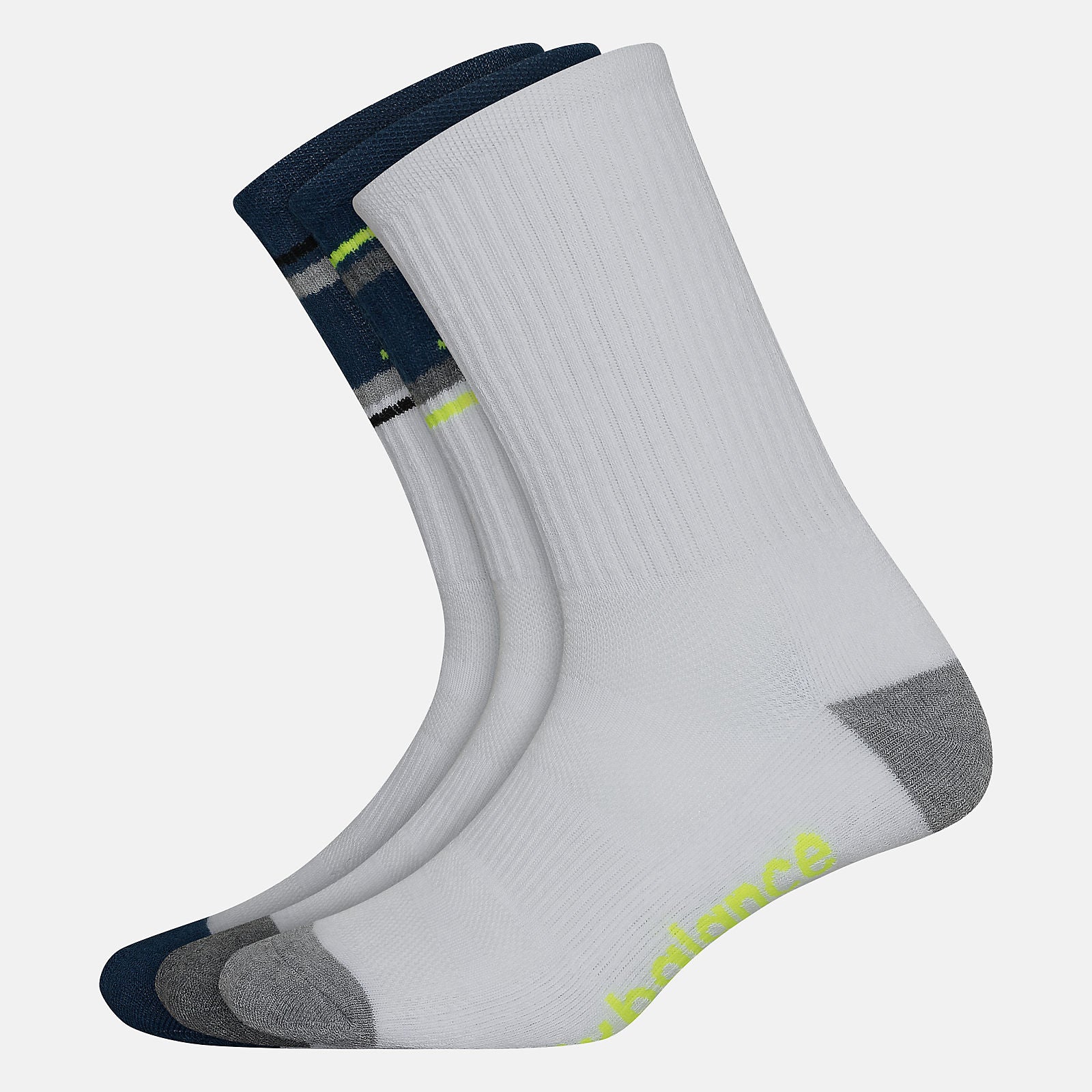 White Multi Performance Cushion Crew Socks 3 Pack | New Balance Accessories