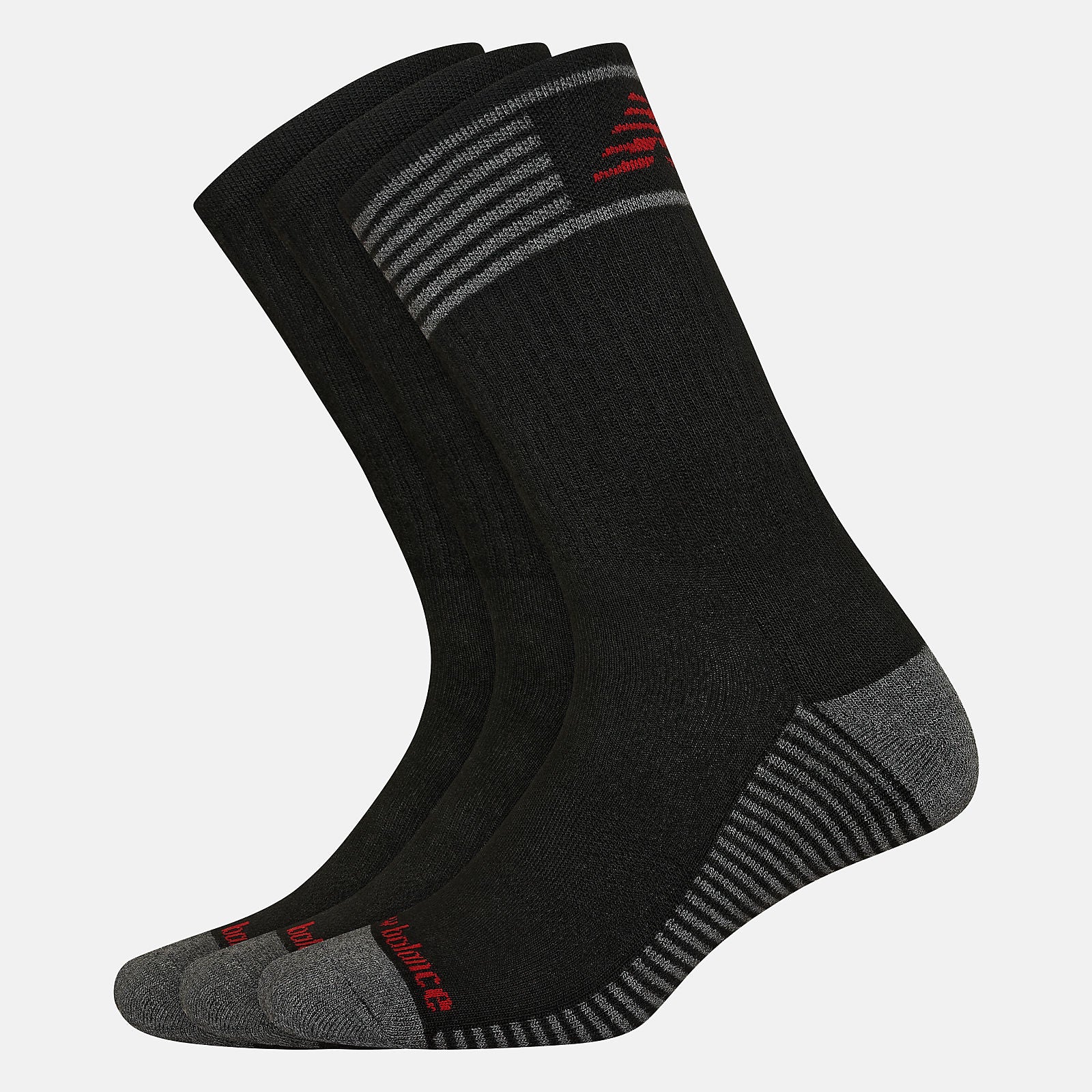 Black Performance Cushion Crew Socks 3 Pack | New Balance Accessories