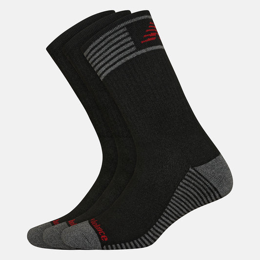 Black Performance Cushion Crew Socks 3 Pack | New Balance Accessories