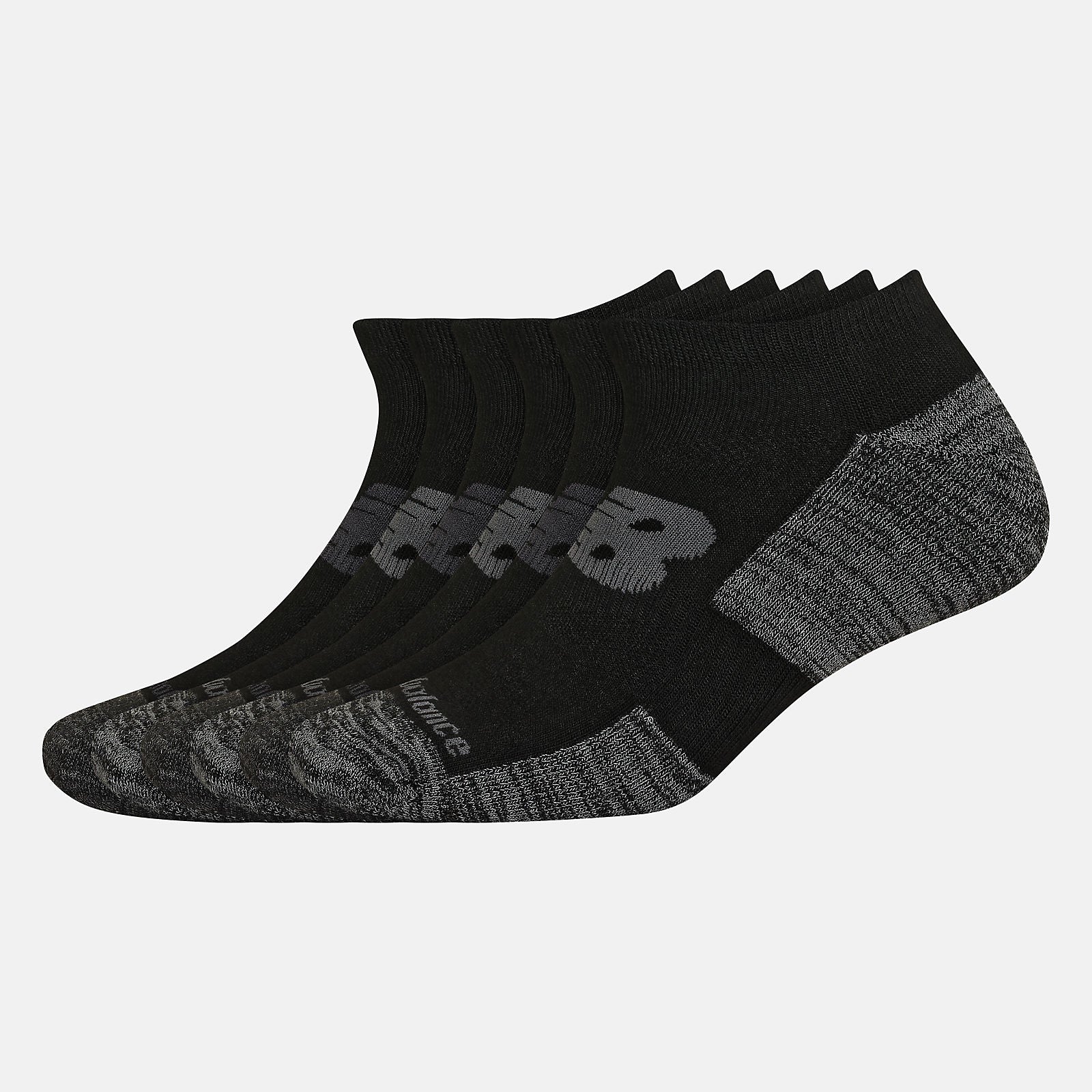 Black Performance Cushion Low-Cut Socks 6 Pack | New Balance Accessories