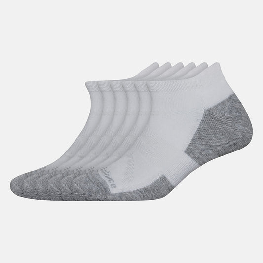 White Performance Cushion Low Cut Tab Socks 6 Pack | New Balance Accessories