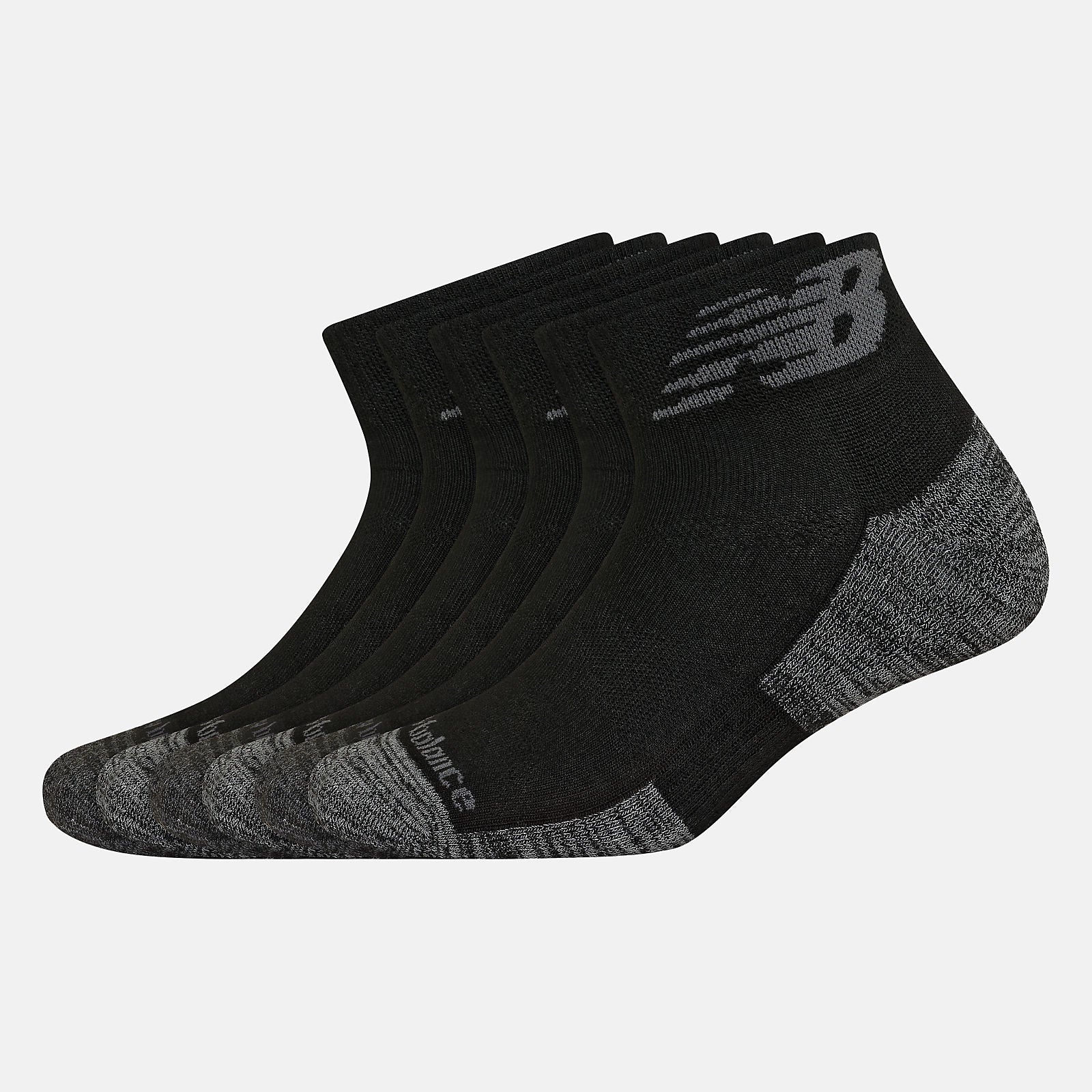 Black Performance Cushion Quarter Socks 6 Pack | New Balance Accessories