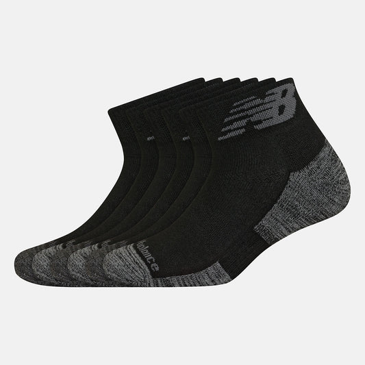 Black Performance Cushion Quarter Socks 6 Pack | New Balance Accessories