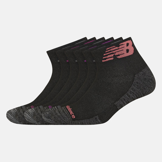 Black Multi Performance Cushion Quarter Socks 6 Pack | New Balance Accessories