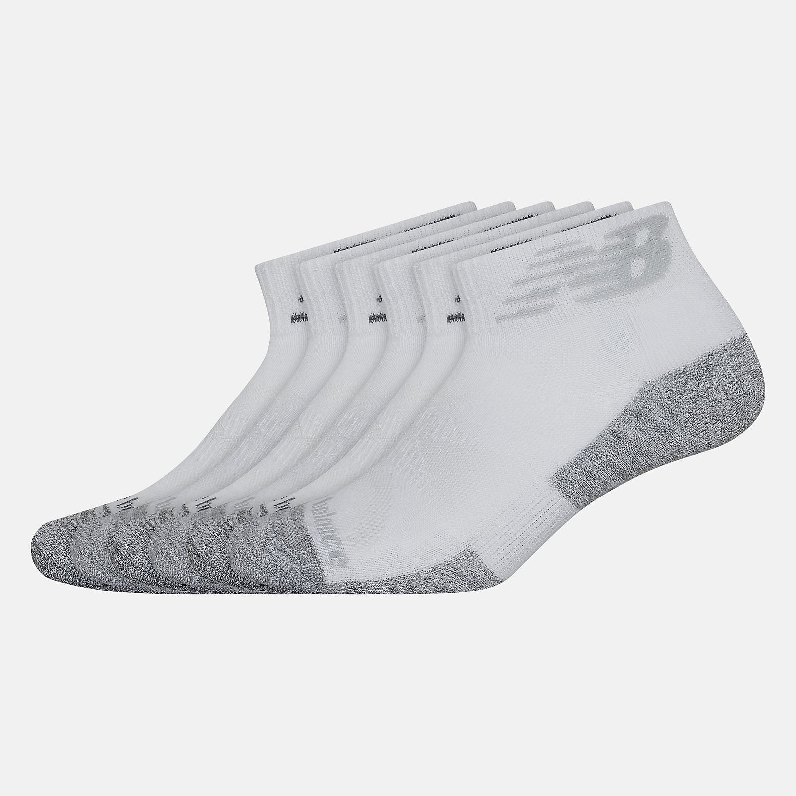 White Performance Cushion Quarter Socks 6 Pack | New Balance Accessories