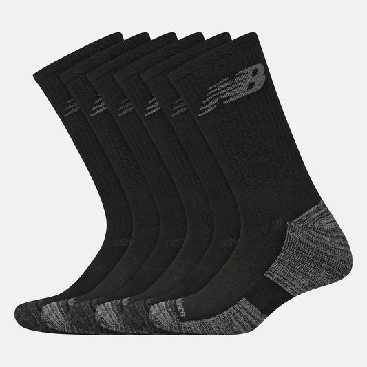 Black Performance Cushion Crew Socks 6 Pack | New Balance Accessories