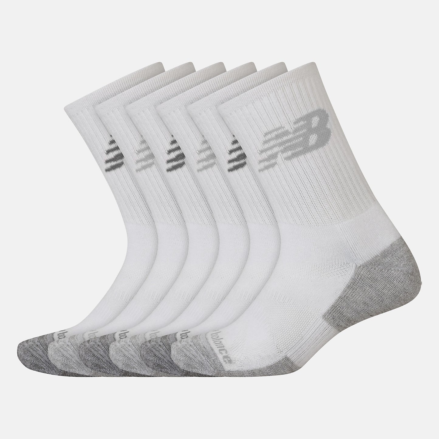 White Performance Cushion Crew Socks 6 Pack | New Balance Accessories