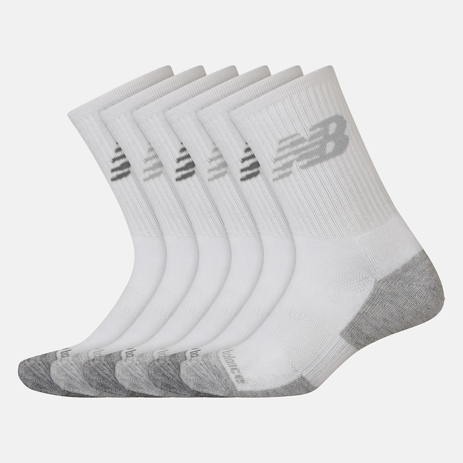White Performance Cushion Crew Socks 6 Pack | New Balance Accessories