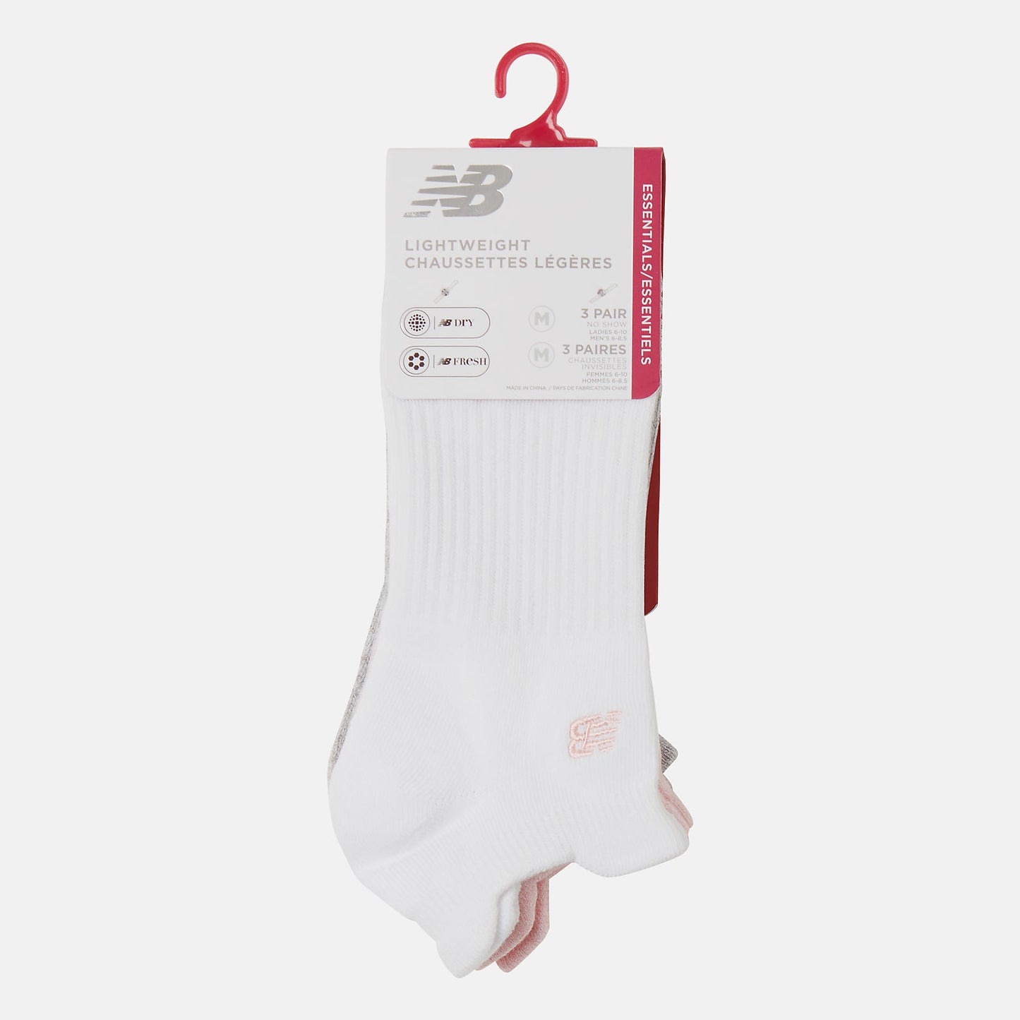 Pink Flat Knit Lowcut Tab Socks 3 Pack | New Balance Accessories