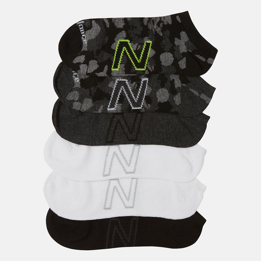 Black Multi 6 PK No Show Flatknit | New Balance Accessories