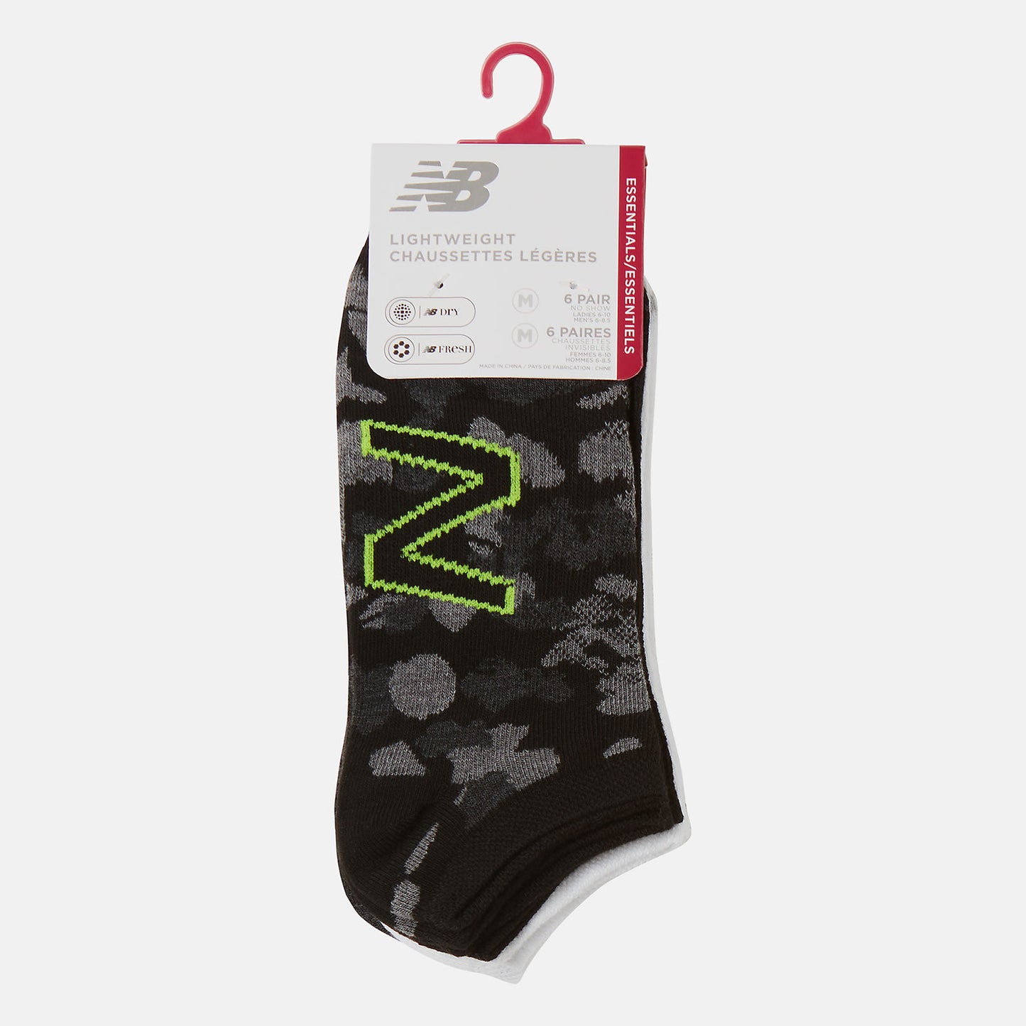 Black Multi 6 PK No Show Flatknit | New Balance Accessories